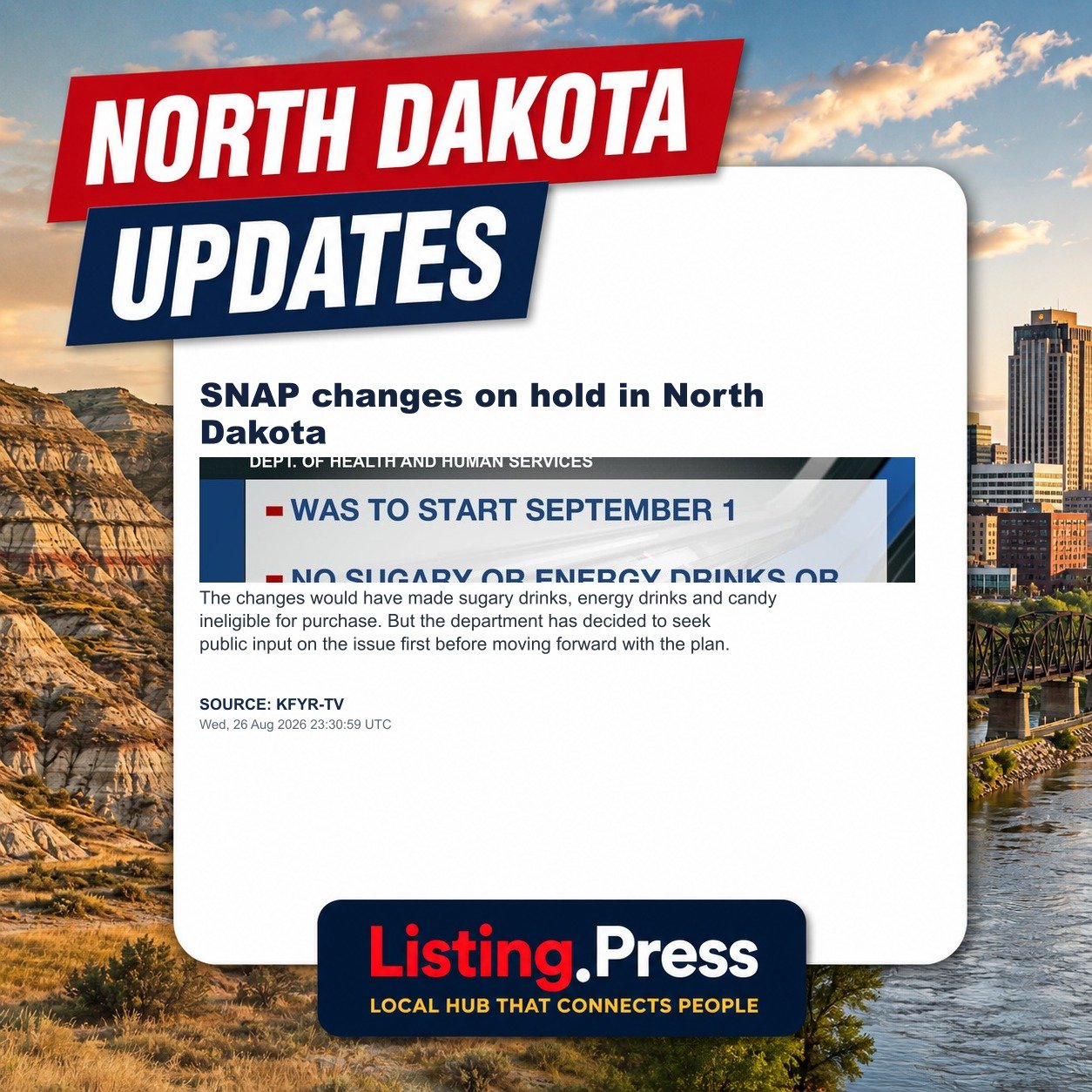 SNAP changes on hold in North Dakota