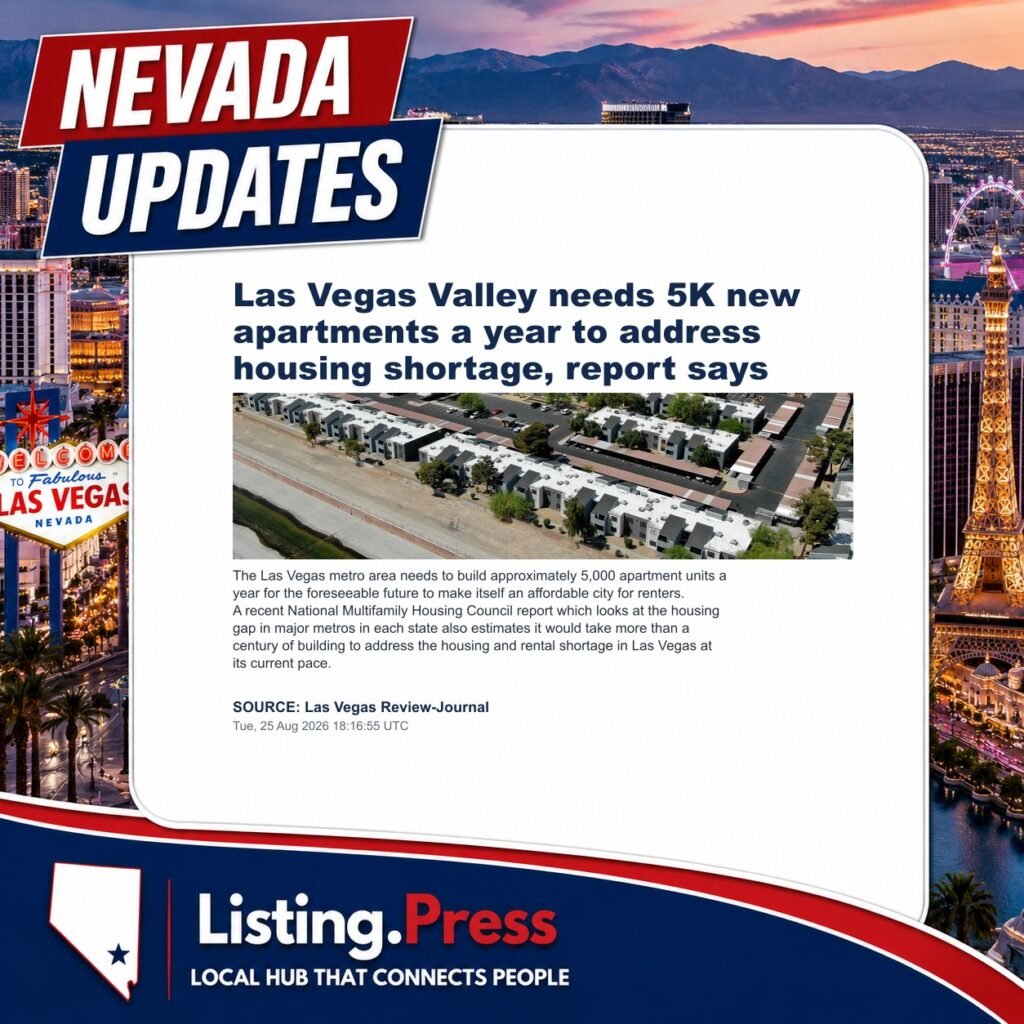 Las Vegas Valley needs 5K new apartments a year to address housing shortage, report says