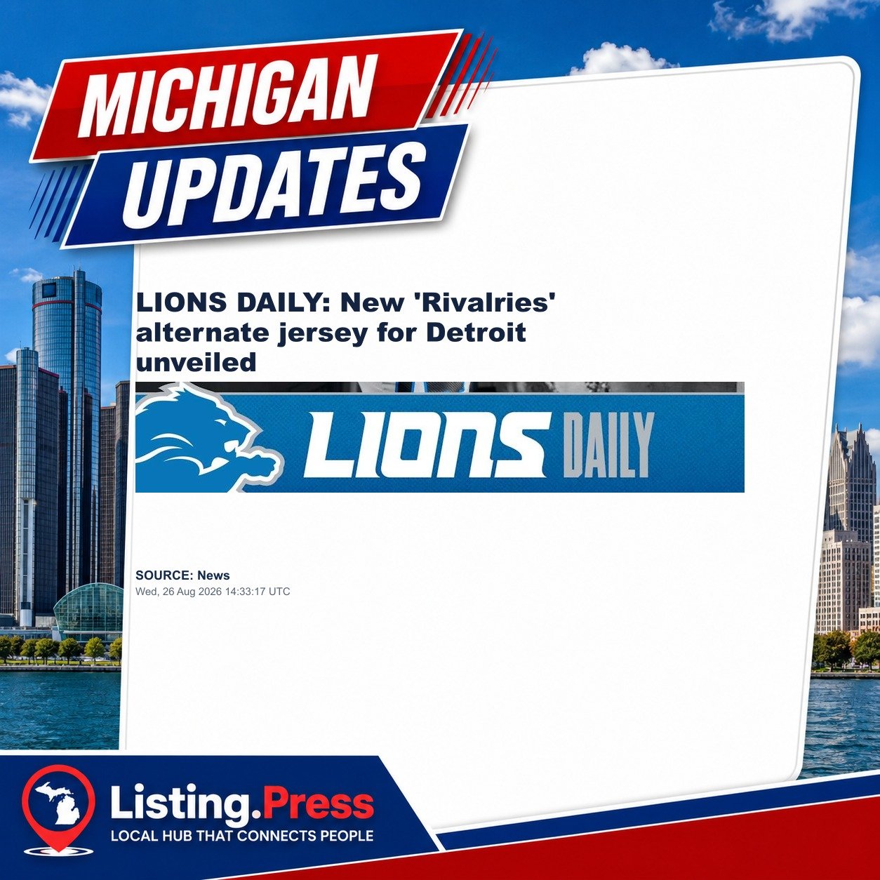 LIONS DAILY: New 'Rivalries' alternate jersey for Detroit unveiled