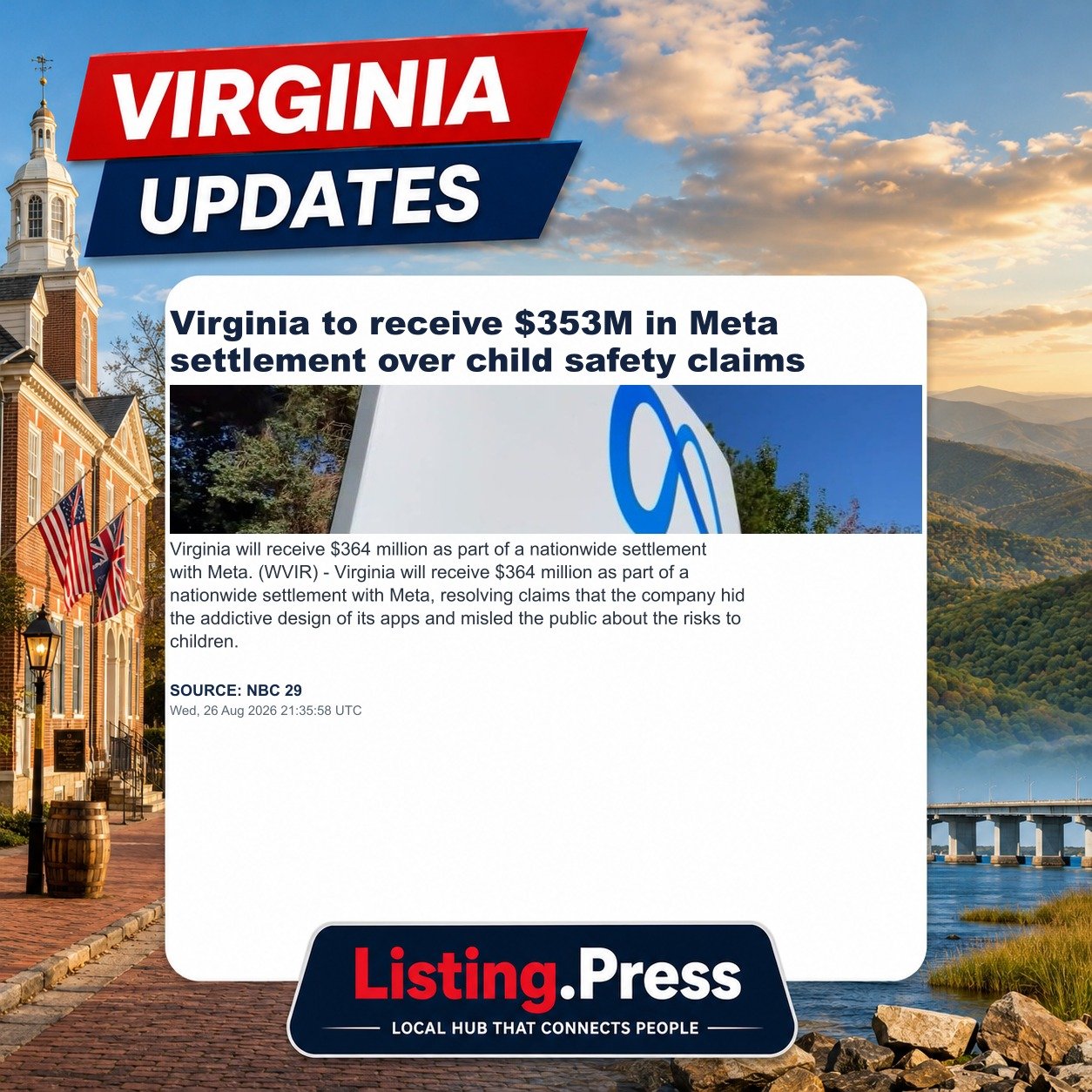 Virginia to receive $353M in Meta settlement over child safety claims