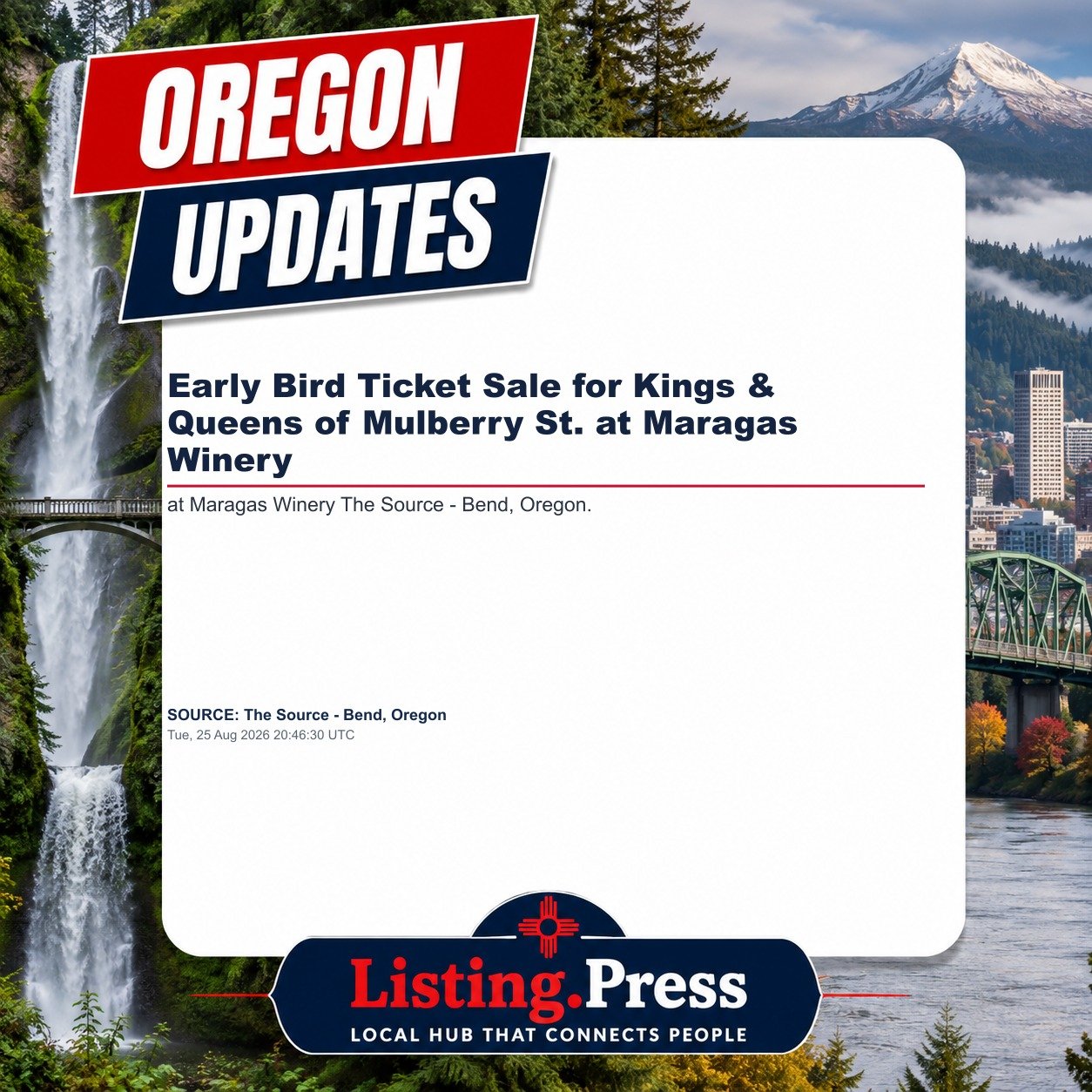Early Bird Ticket Sale for Kings & Queens of Mulberry St. at Maragas Winery