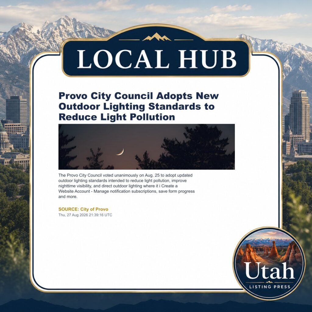 Provo City Council Adopts New Outdoor Lighting Standards to Reduce Light Pollution