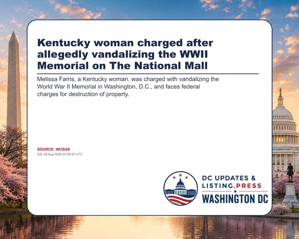 Kentucky woman charged after allegedly vandalizing the WWII Memorial on The National Mall
