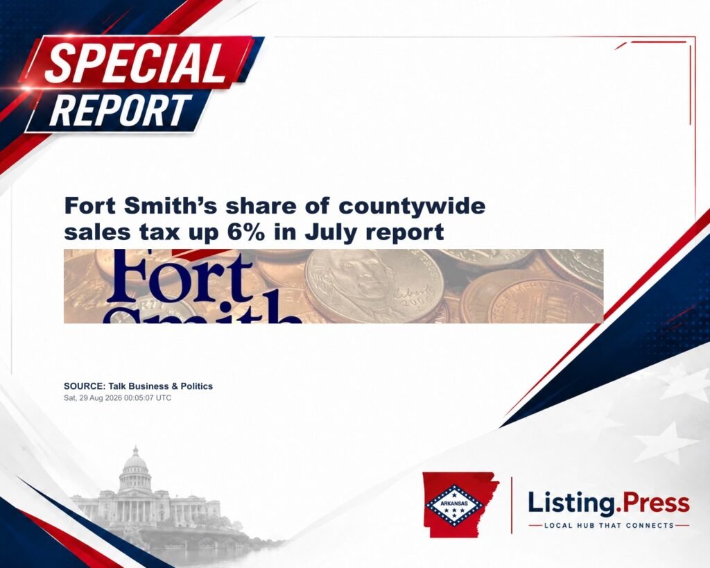 Fort Smith’s share of countywide sales tax up 6% in July report