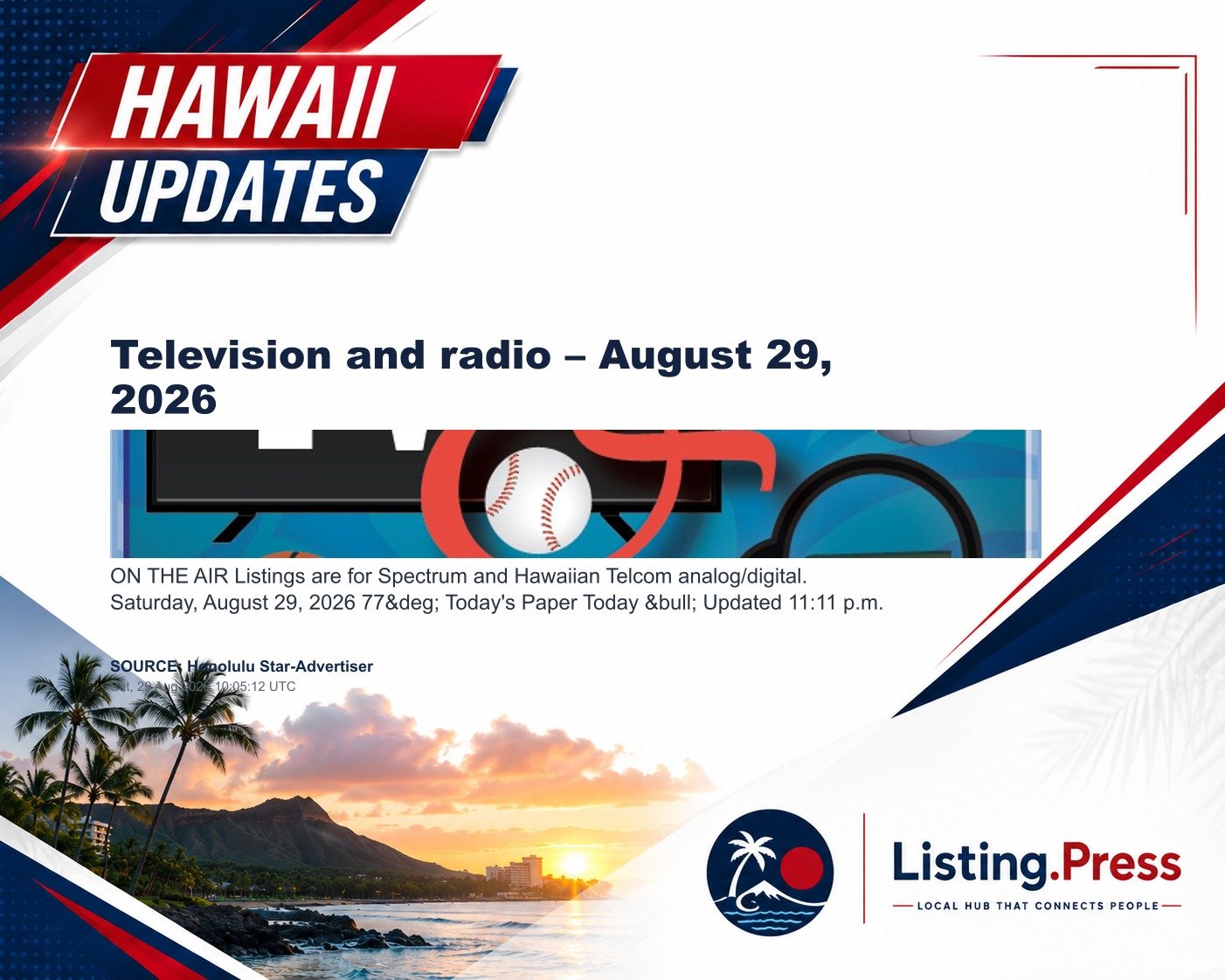 Television and radio – August 29, 2026