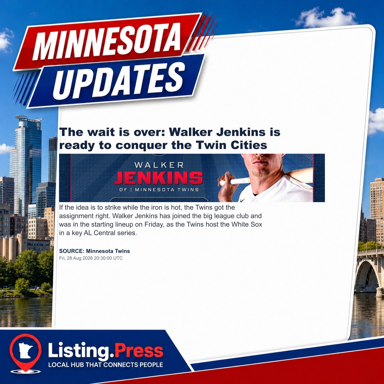 The wait is over: Walker Jenkins is ready to conquer the Twin Cities