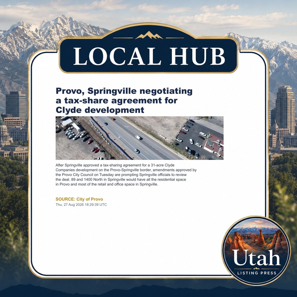 Provo, Springville negotiating a tax-share agreement for Clyde development