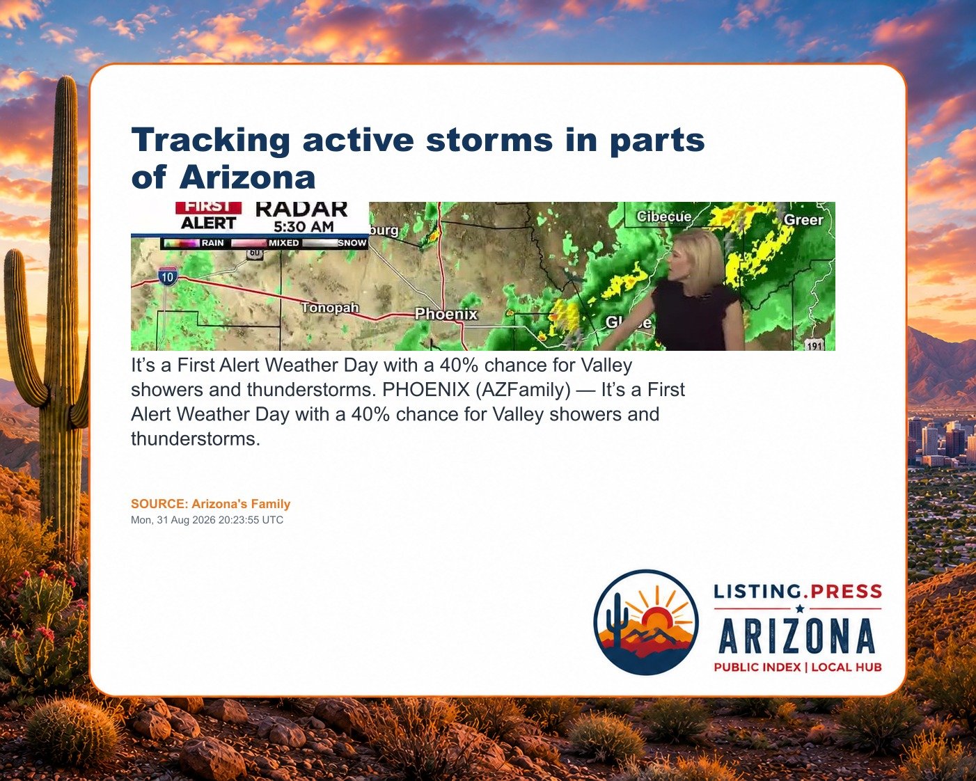 Tracking active storms in parts of Arizona