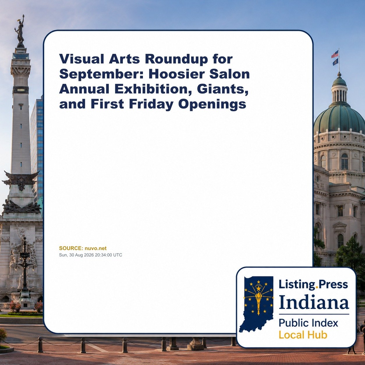 Visual Arts Roundup for September: Hoosier Salon Annual Exhibition, Giants, and First Friday Openings