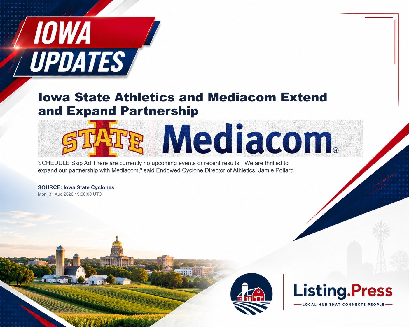 Iowa State Athletics and Mediacom Extend and Expand Partnership