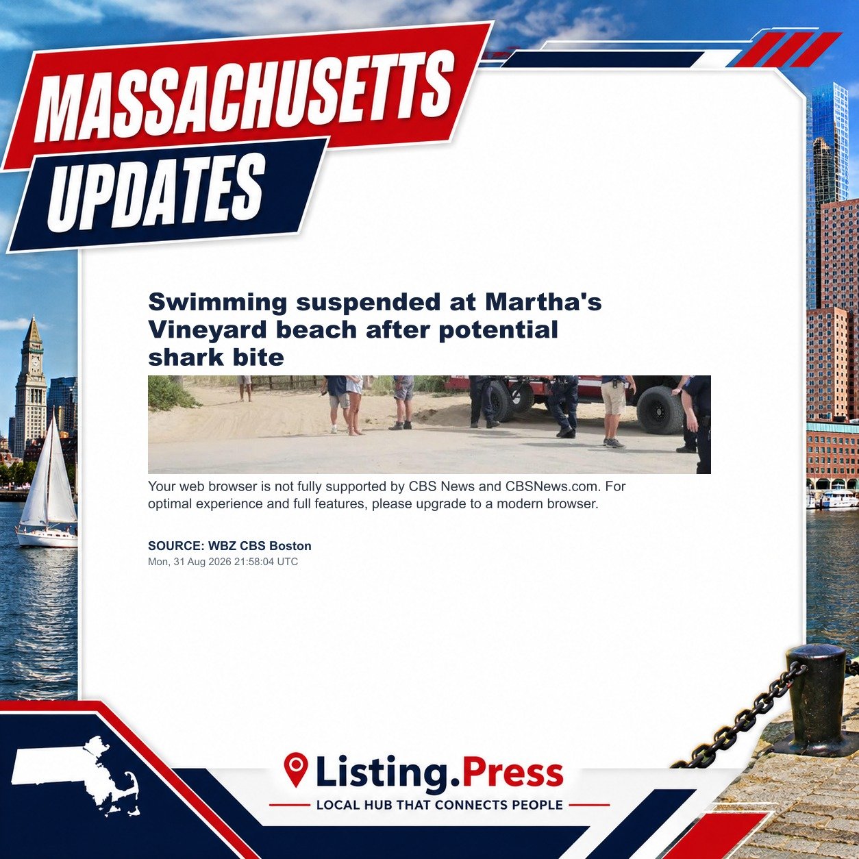 Swimming suspended at Martha's Vineyard beach after potential shark bite