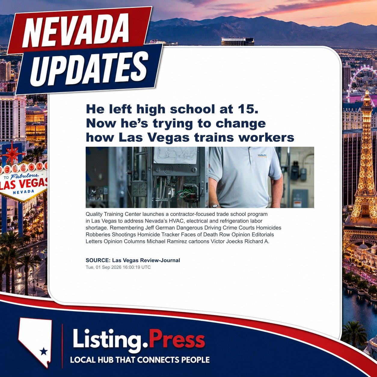 He left high school at 15. Now he’s trying to change how Las Vegas trains workers