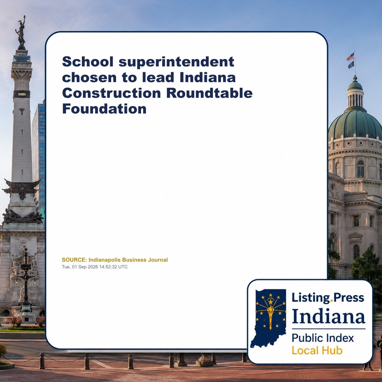 School superintendent chosen to lead Indiana Construction Roundtable Foundation