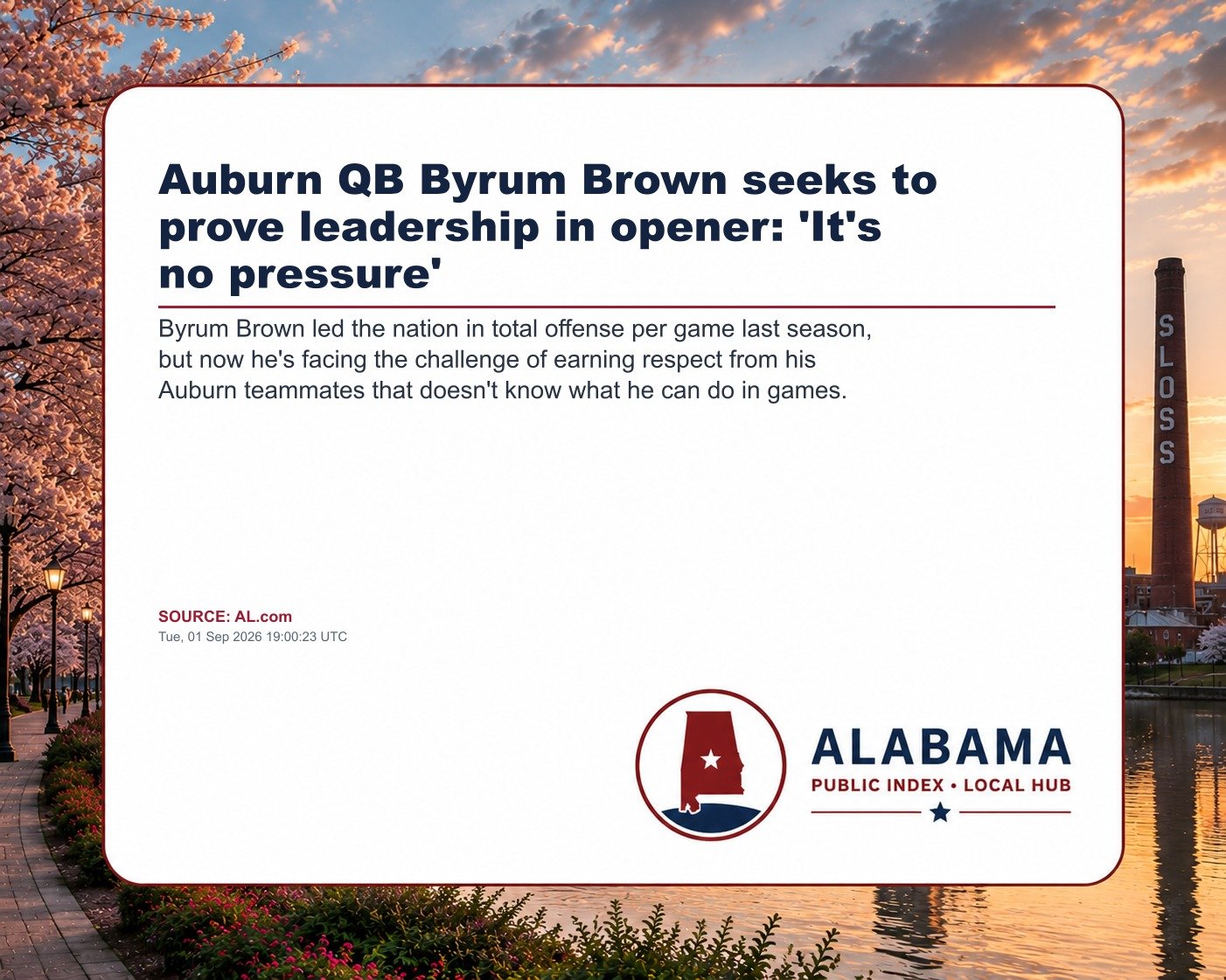 Auburn QB Byrum Brown seeks to prove leadership in opener: 'It's no pressure'