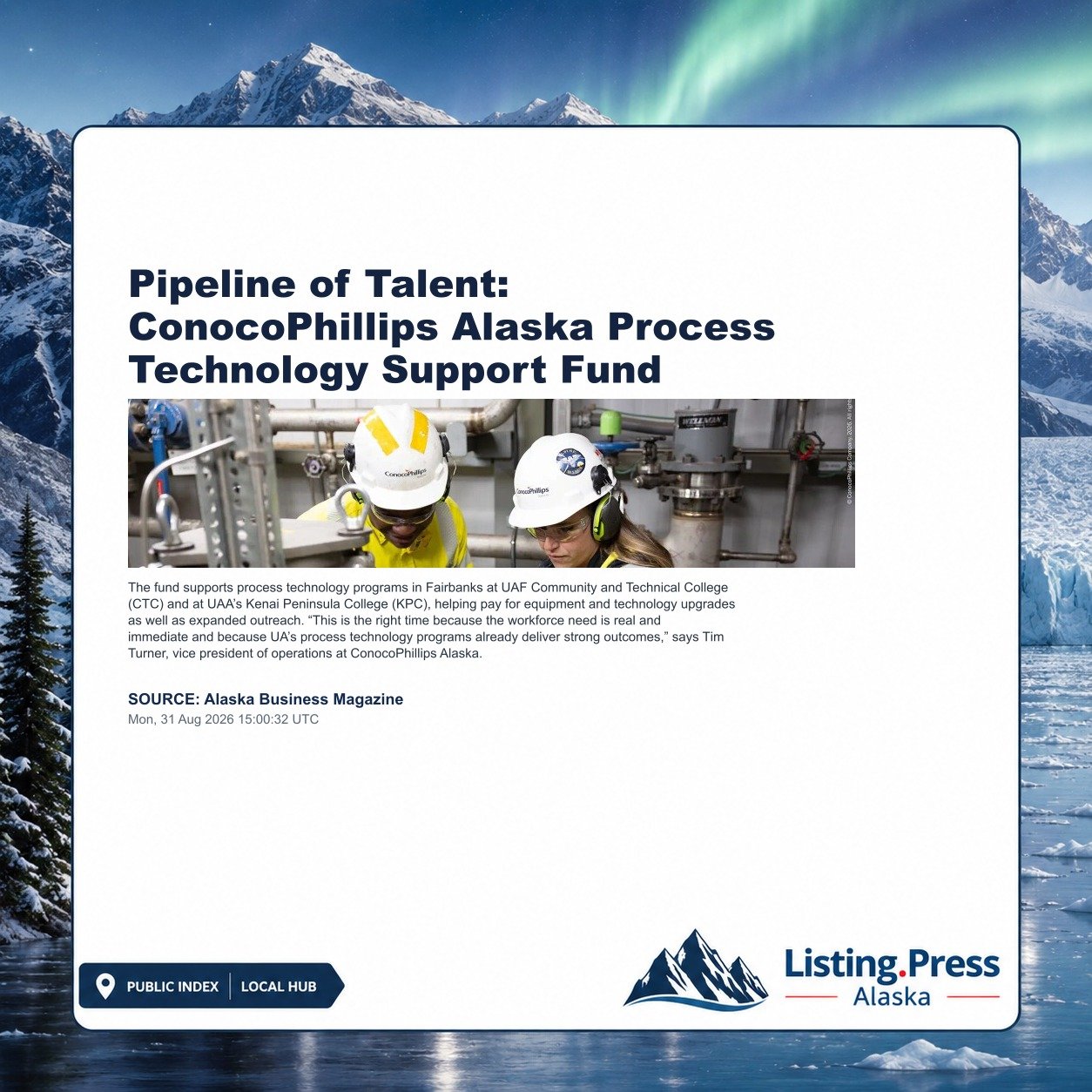 Pipeline of Talent: ConocoPhillips Alaska Process Technology Support Fund