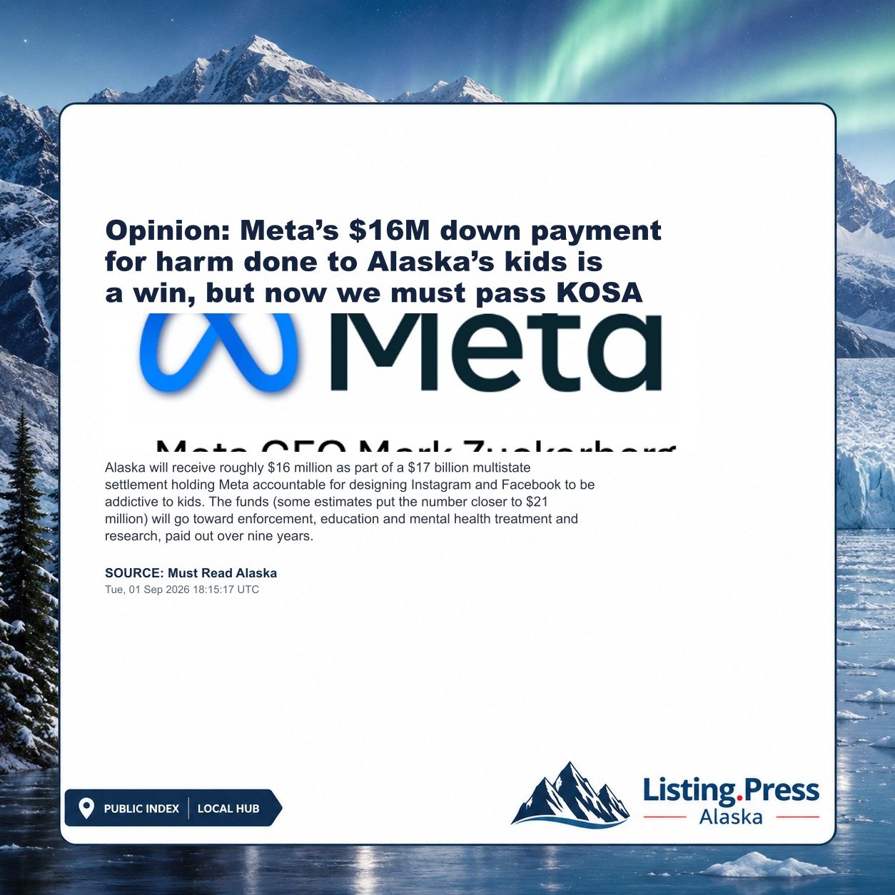Opinion: Meta’s $16M down payment for harm done to Alaska’s kids is a win, but now we must pass KOSA