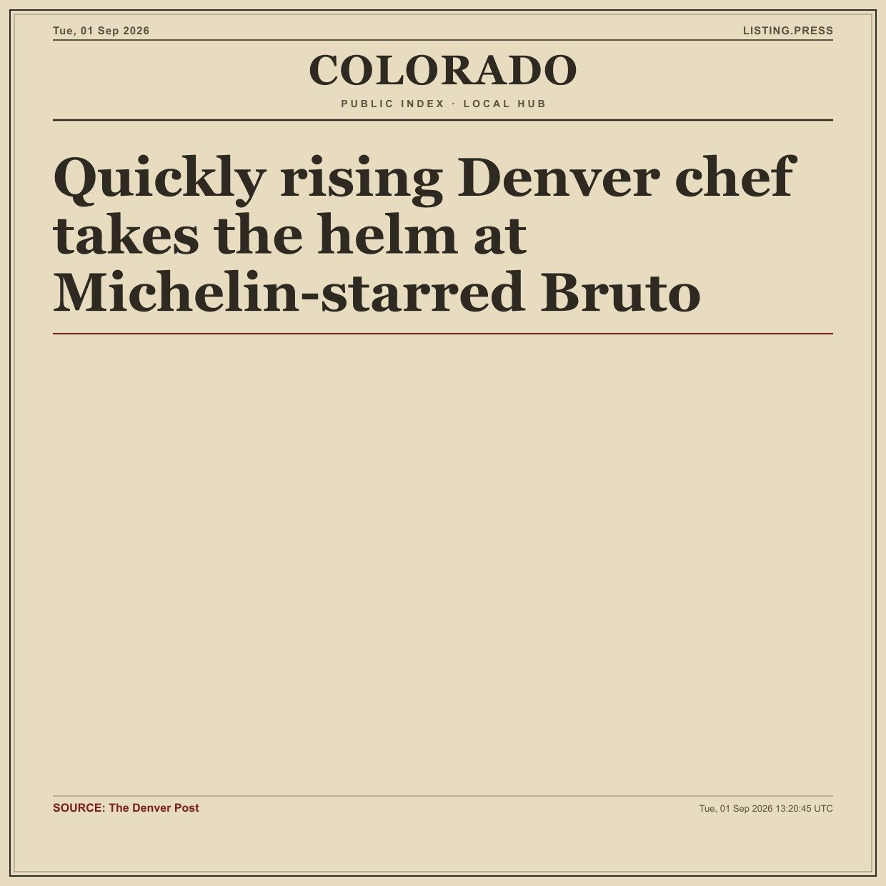 Quickly rising Denver chef takes the helm at Michelin-starred Bruto