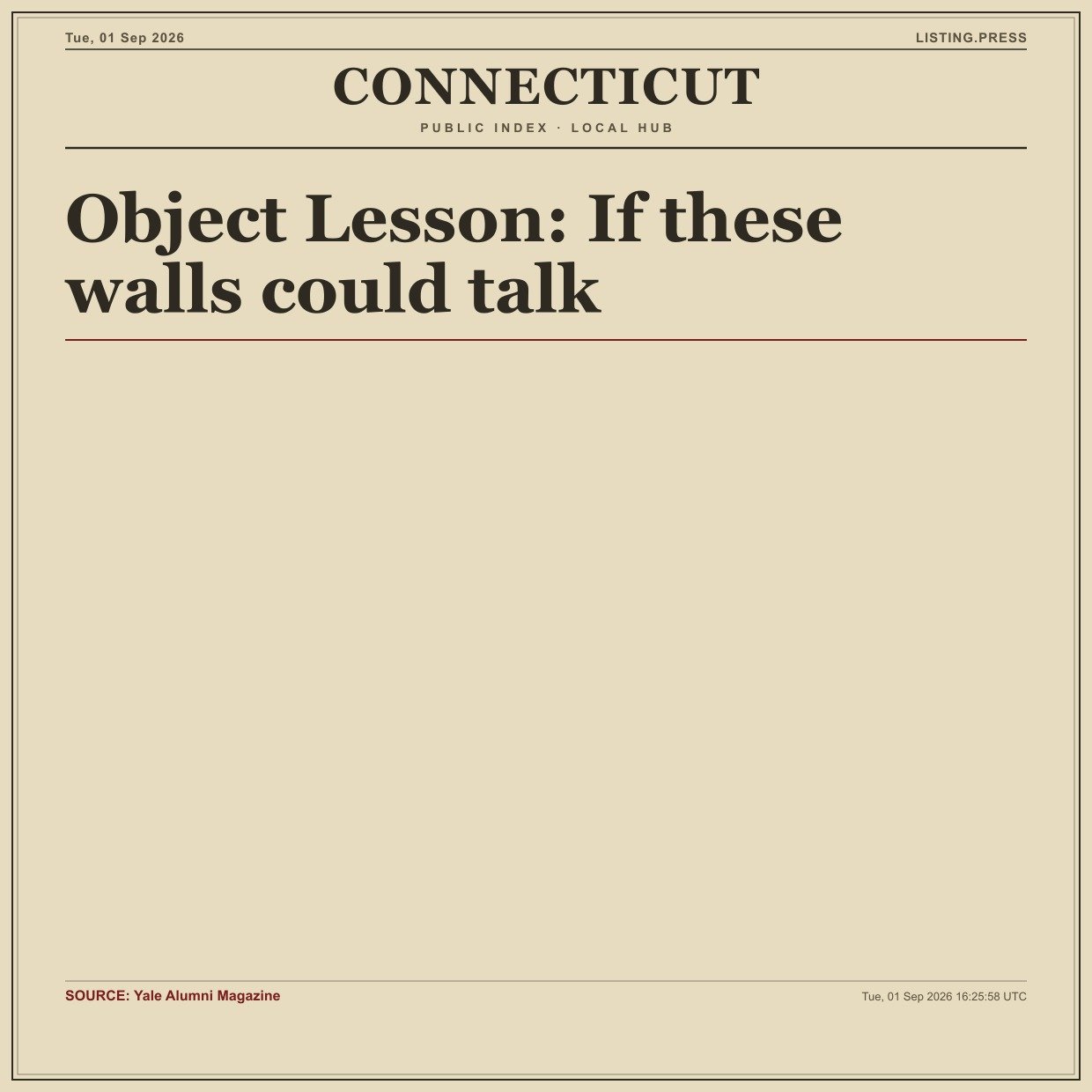 Object Lesson: If these walls could talk