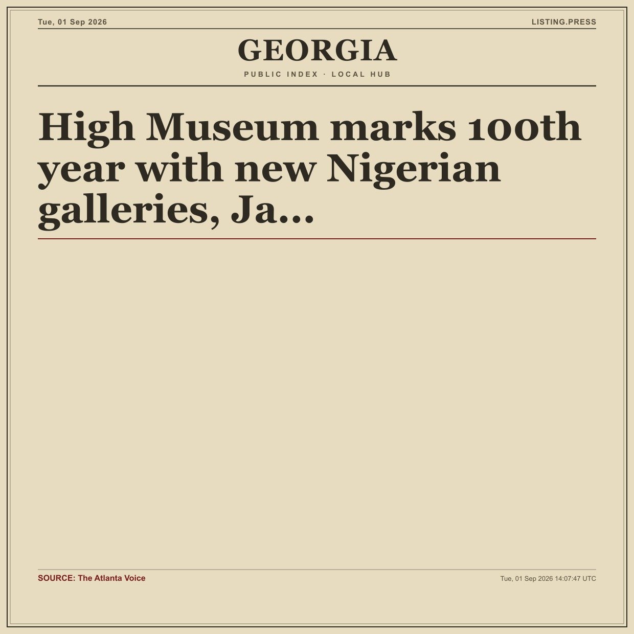 High Museum marks 100th year with new Nigerian galleries, Ja...