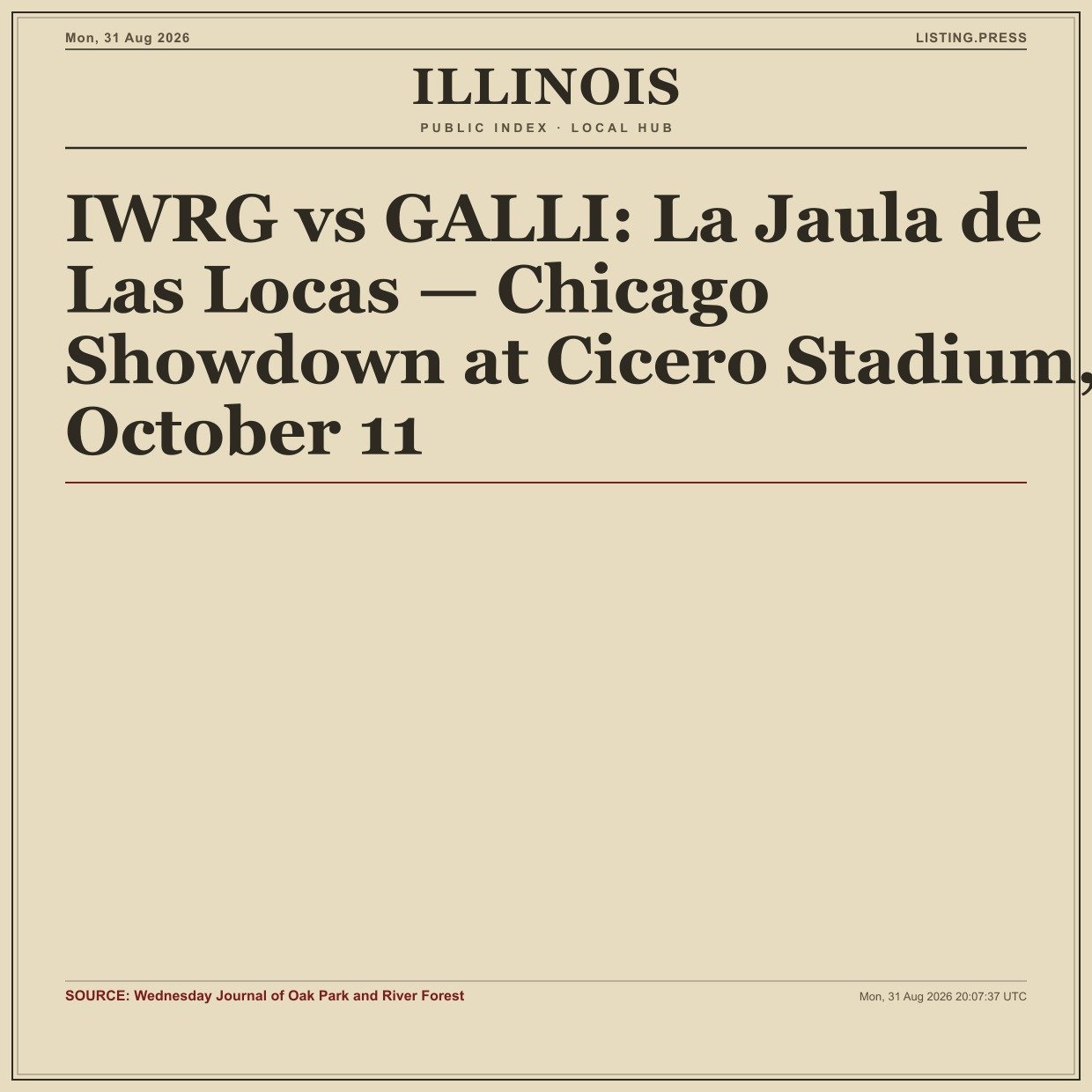 IWRG vs GALLI: La Jaula de Las Locas — Chicago Showdown at Cicero Stadium, October 11