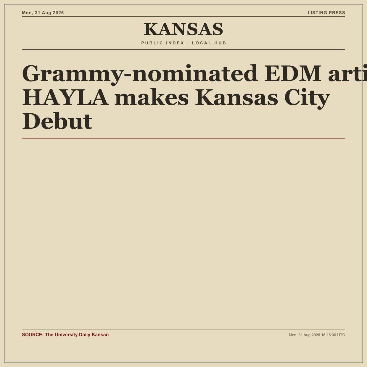 Grammy-nominated EDM artist HAYLA makes Kansas City Debut
