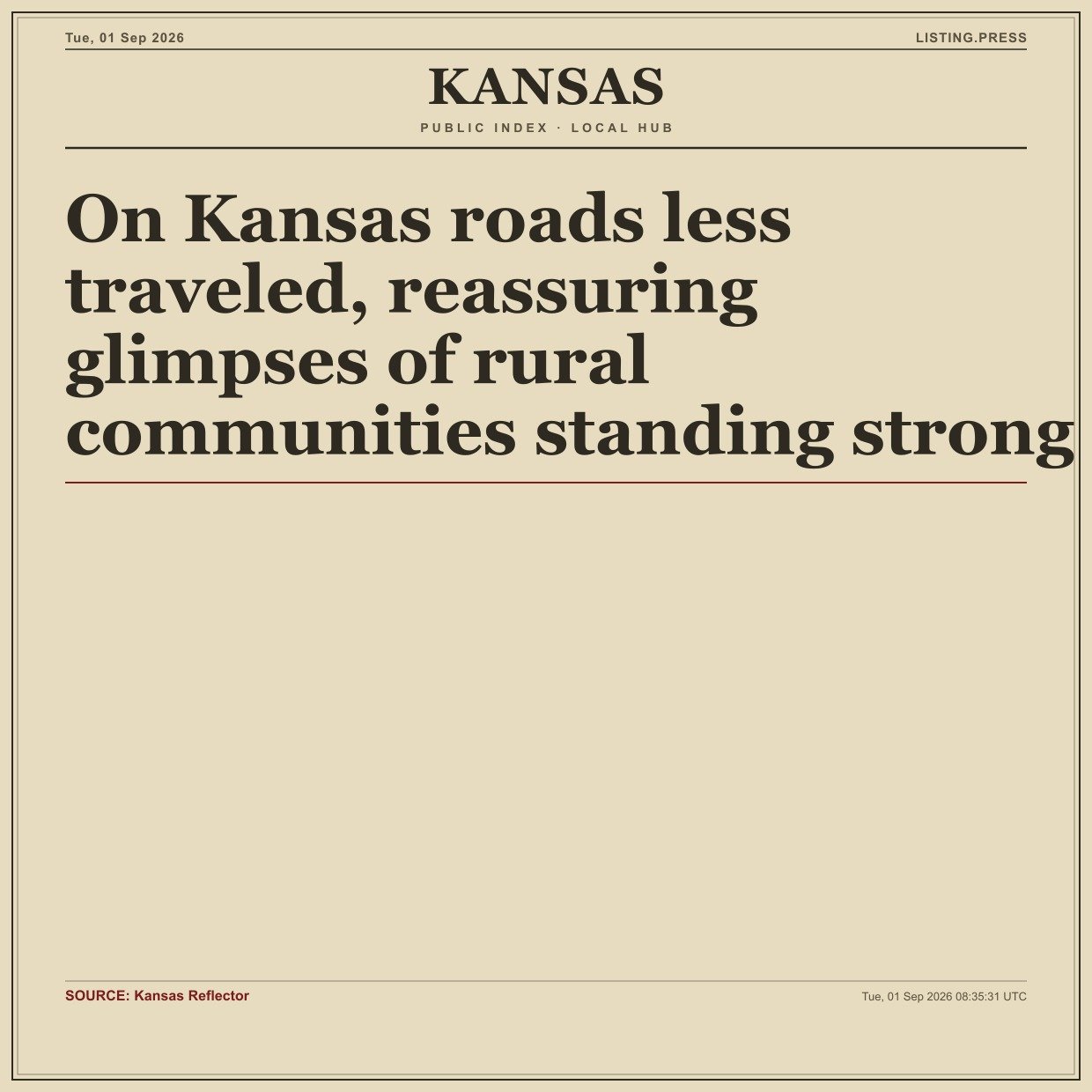 On Kansas roads less traveled, reassuring glimpses of rural communities standing strong