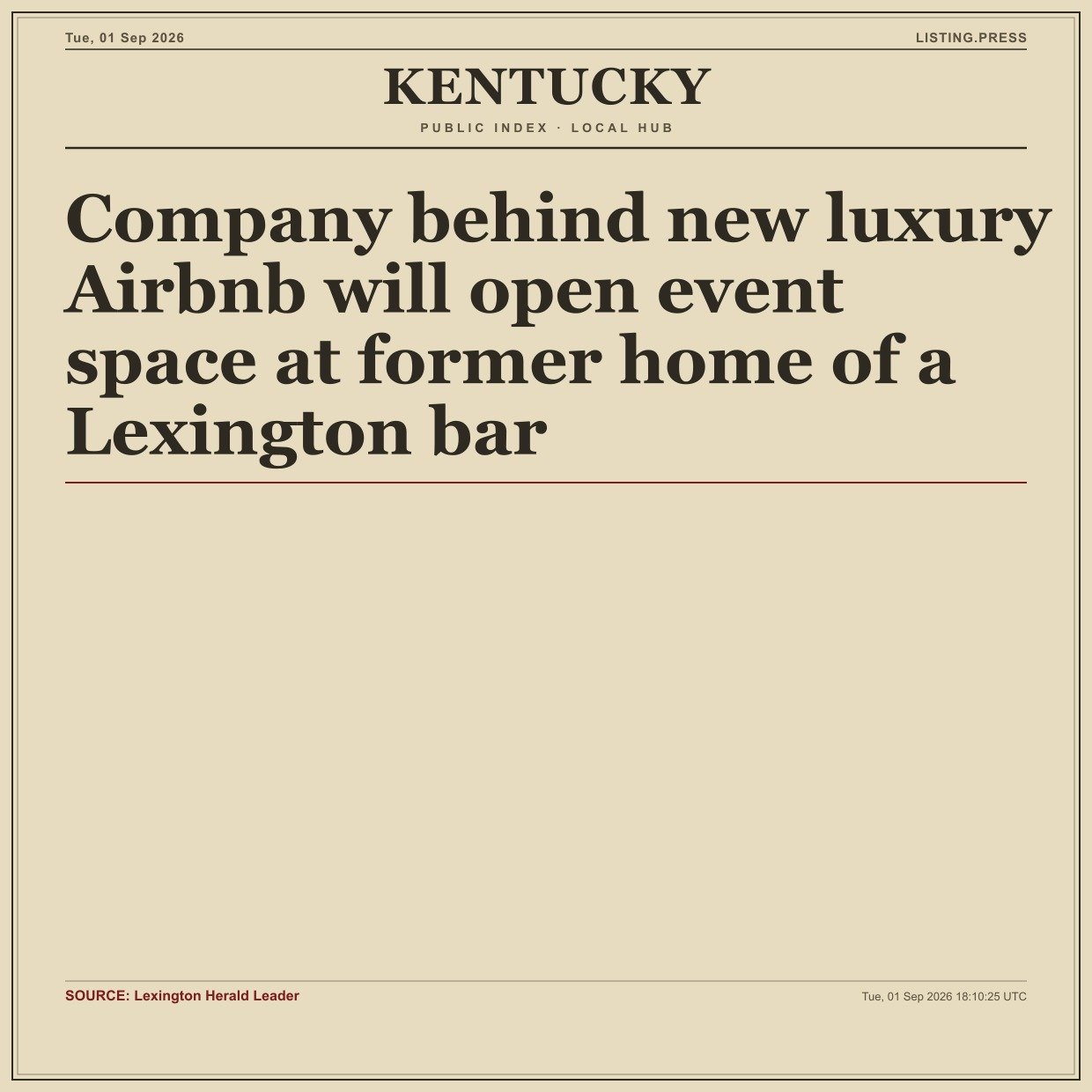 Company behind new luxury Airbnb will open event space at former home of a Lexington bar