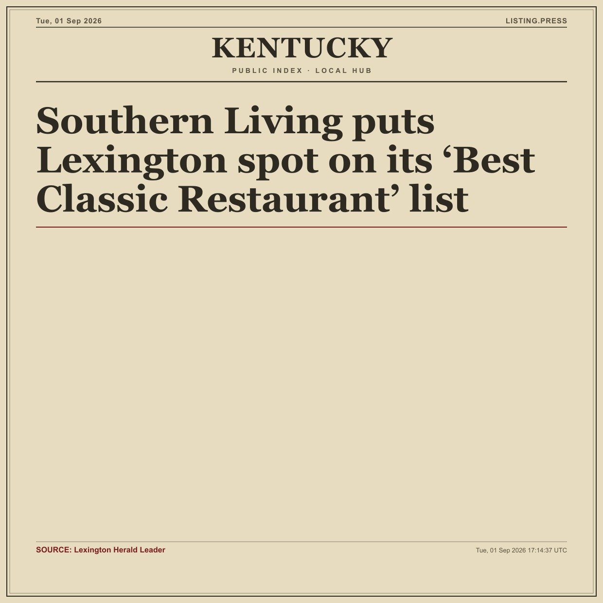 Southern Living puts Lexington spot on its ‘Best Classic Restaurant’ list