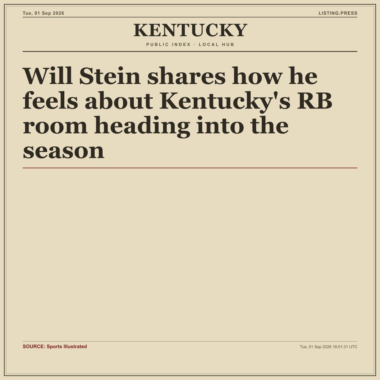 Will Stein shares how he feels about Kentucky's RB room heading into the season