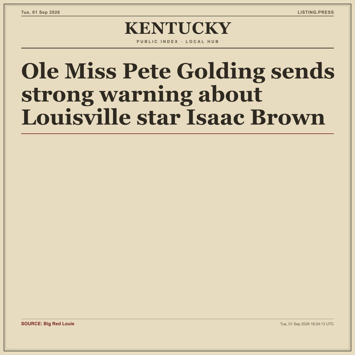 Ole Miss Pete Golding sends strong warning about Louisville star Isaac Brown