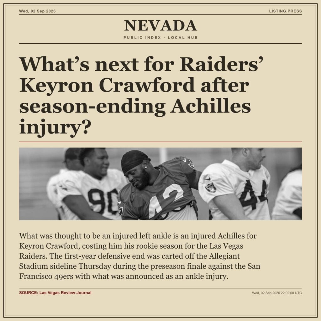 What’s next for Raiders’ Keyron Crawford after season-ending Achilles injury?