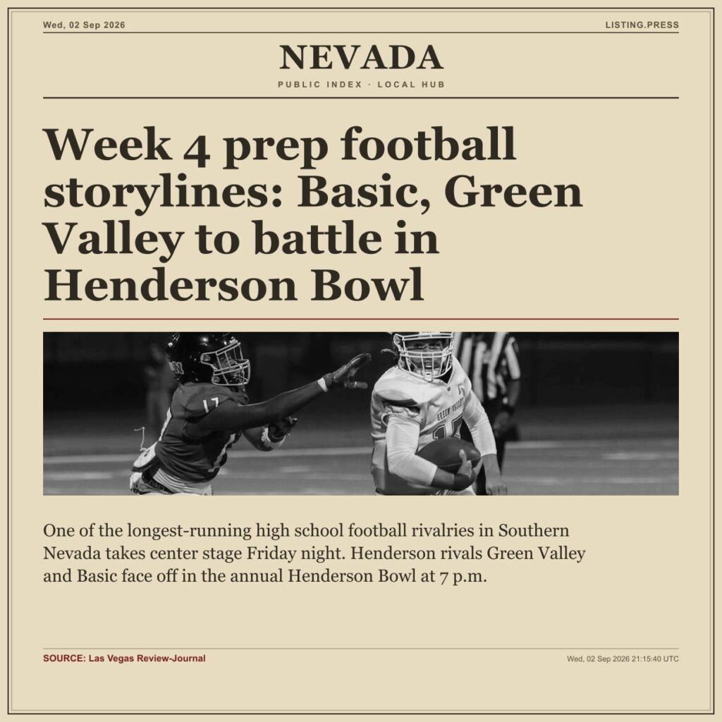 Week 4 prep football storylines: Basic, Green Valley to battle in Henderson Bowl
