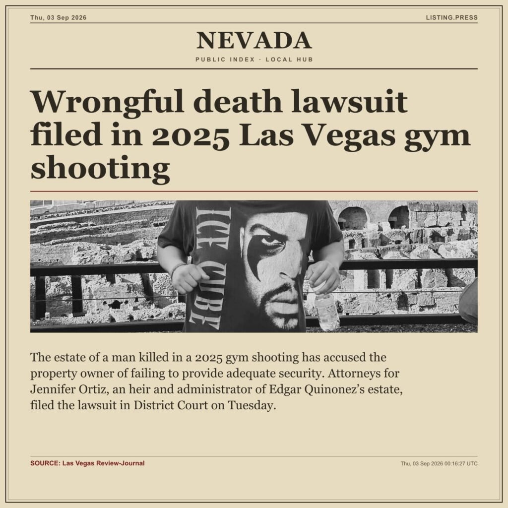 Wrongful death lawsuit filed in 2025 Las Vegas gym shooting