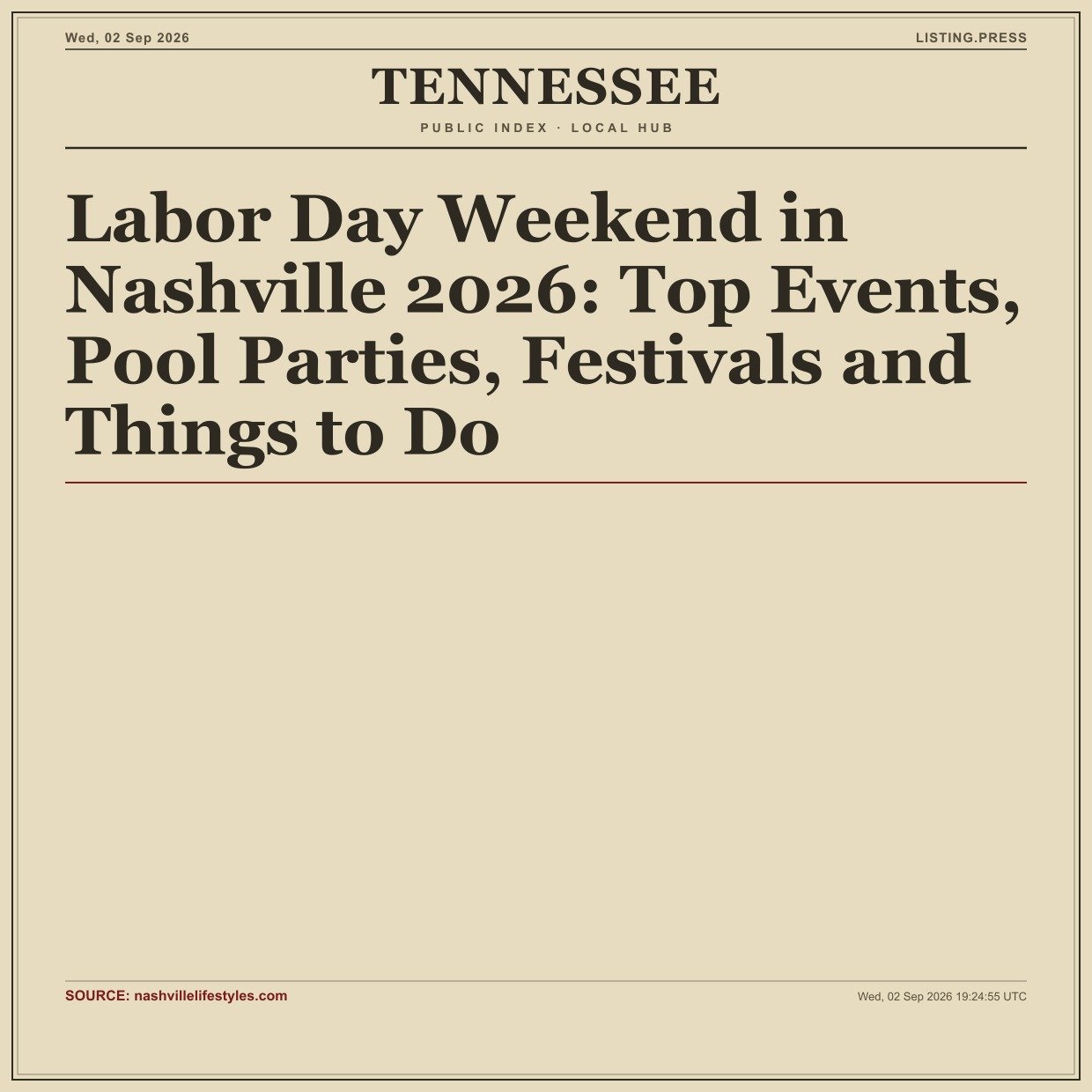 Labor Day Weekend in Nashville 2026: Top Events, Pool Parties, Festivals and Things to Do