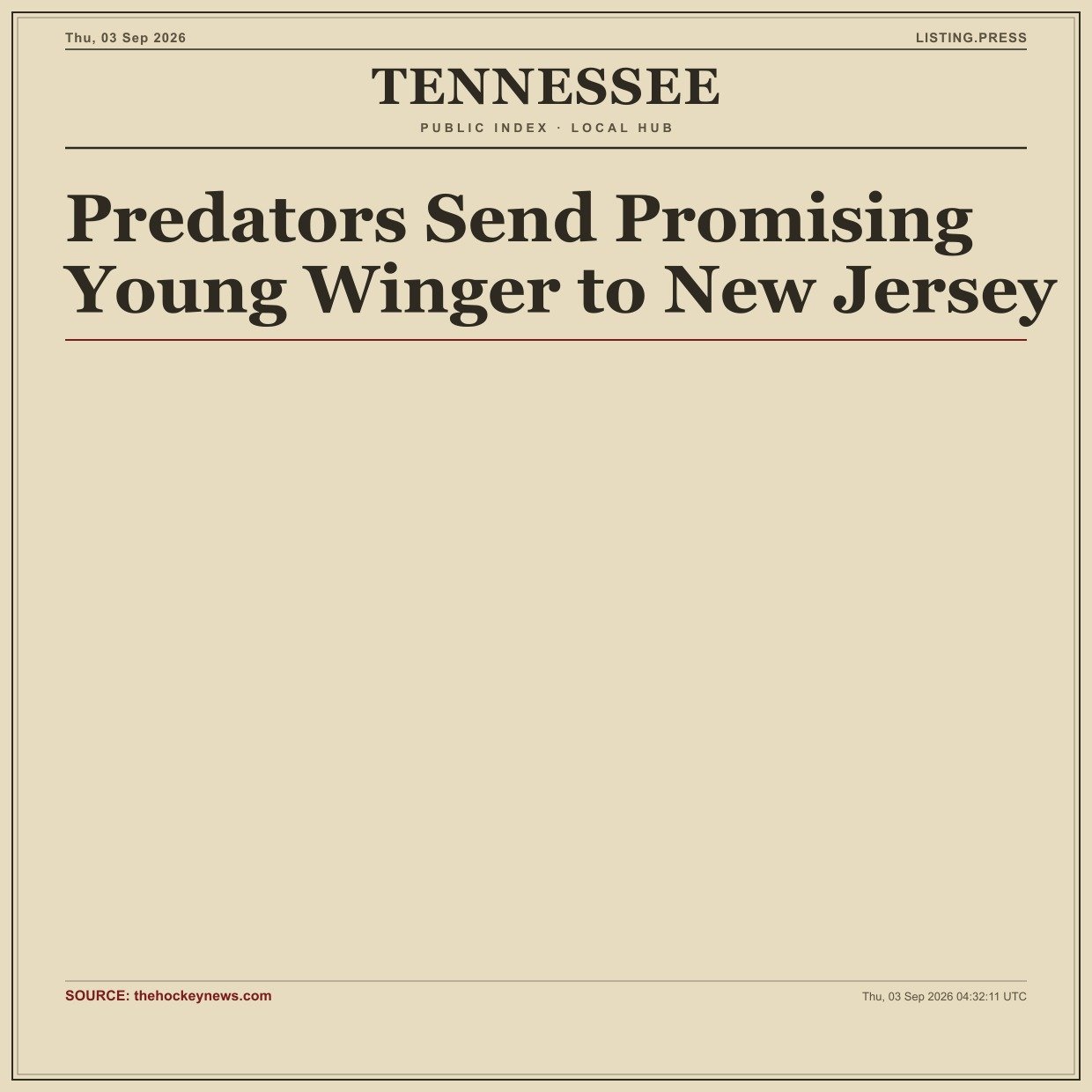 Predators Send Promising Young Winger to New Jersey