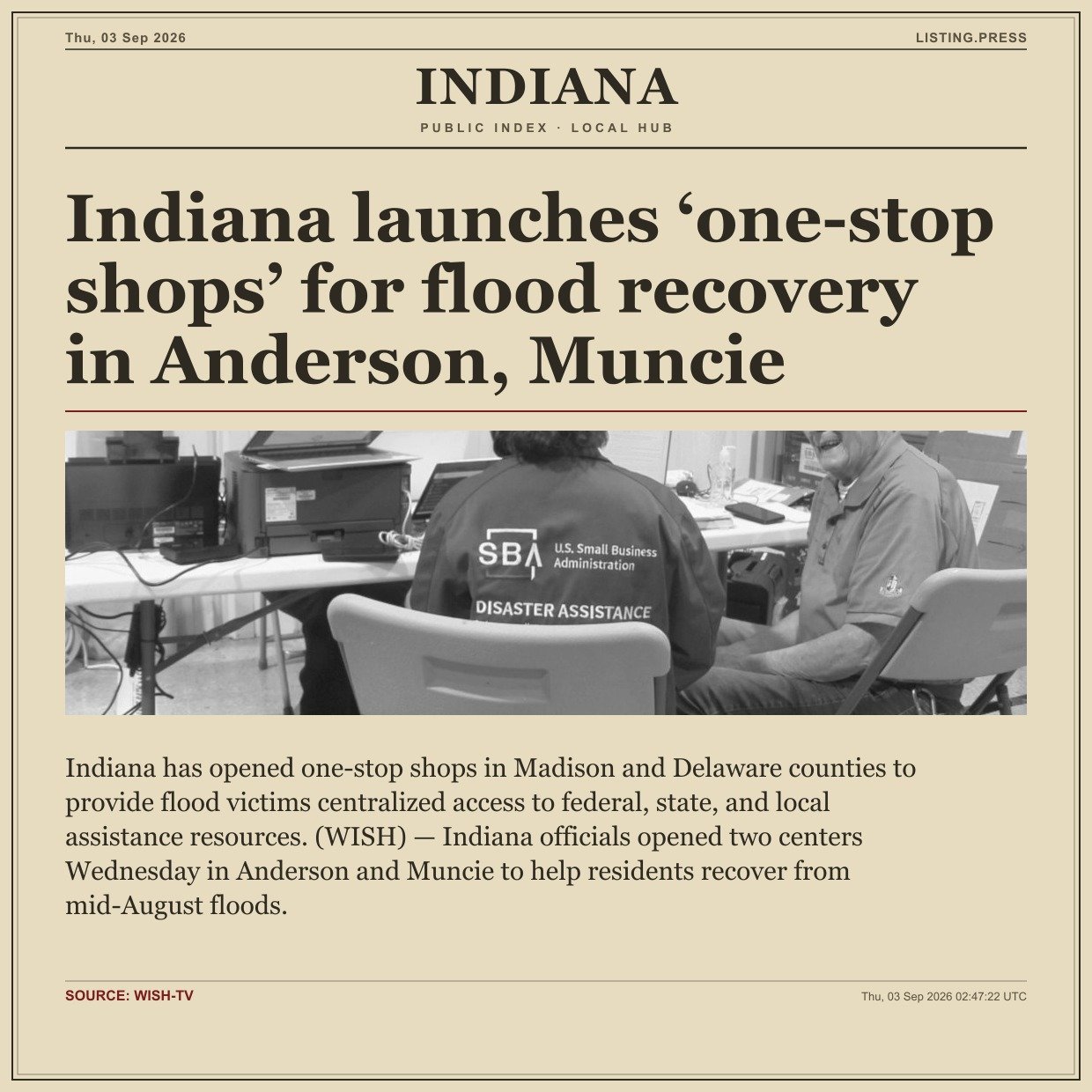 Indiana launches ‘one-stop shops’ for flood recovery in Anderson, Muncie
