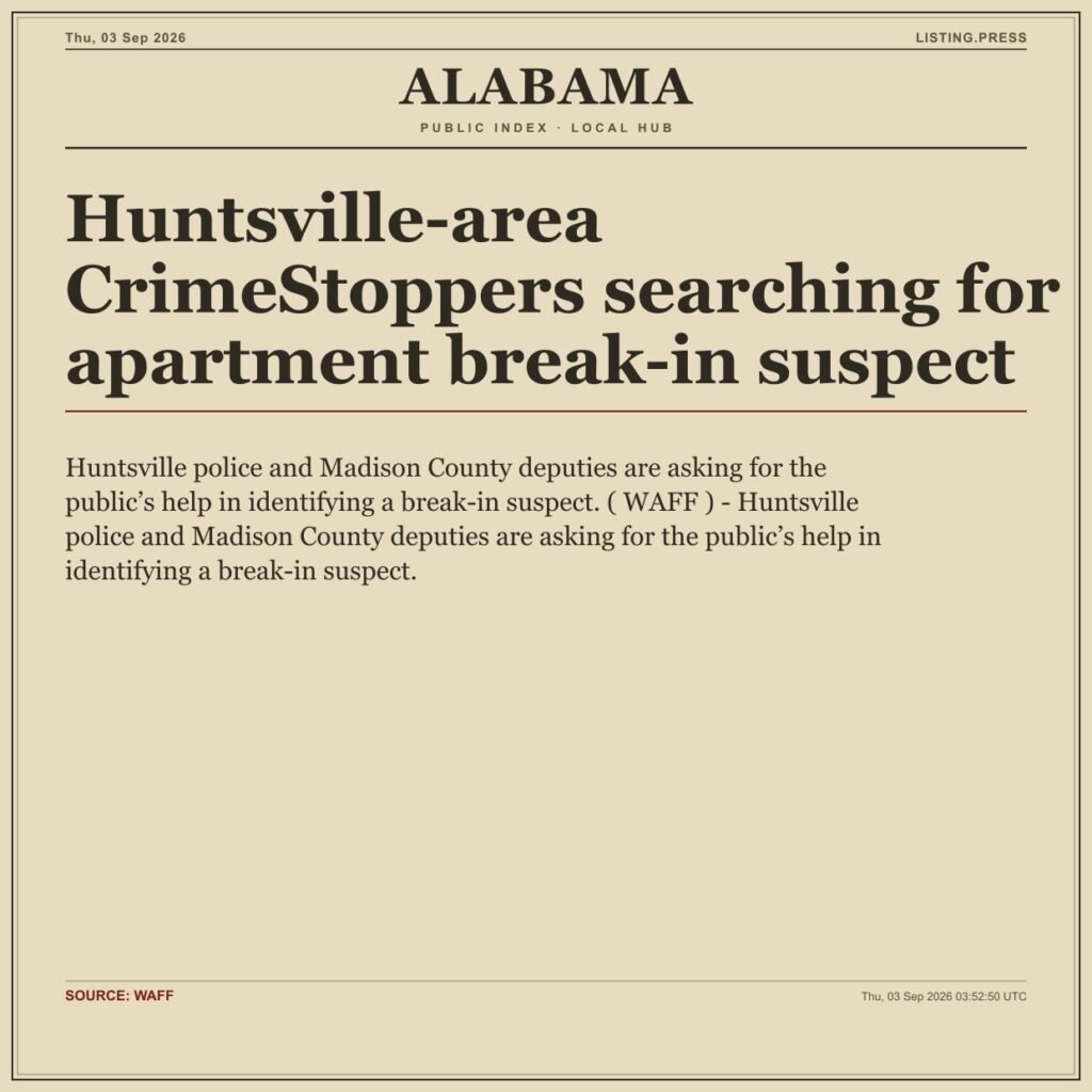 Huntsville-area CrimeStoppers searching for apartment break-in suspect