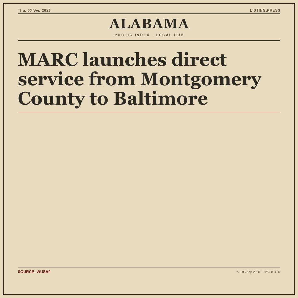 MARC launches direct service from Montgomery County to Baltimore