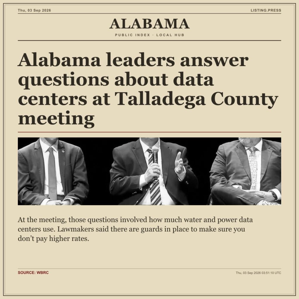 Alabama leaders answer questions about data centers at Talladega County meeting