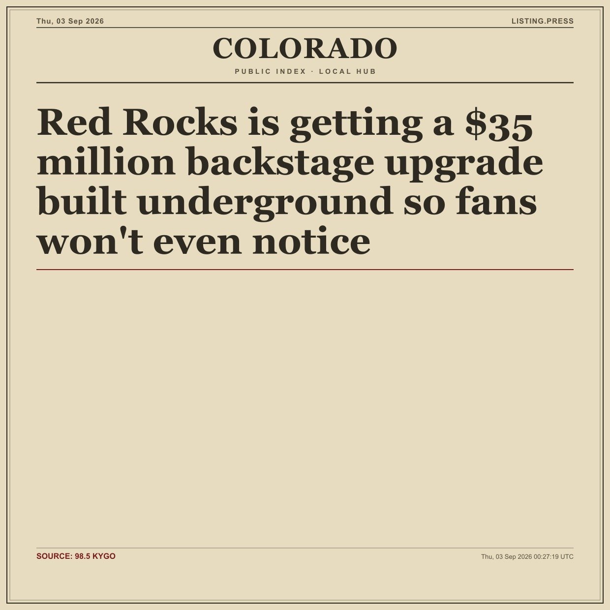 Red Rocks is getting a $35 million backstage upgrade built underground so fans won't even notice
