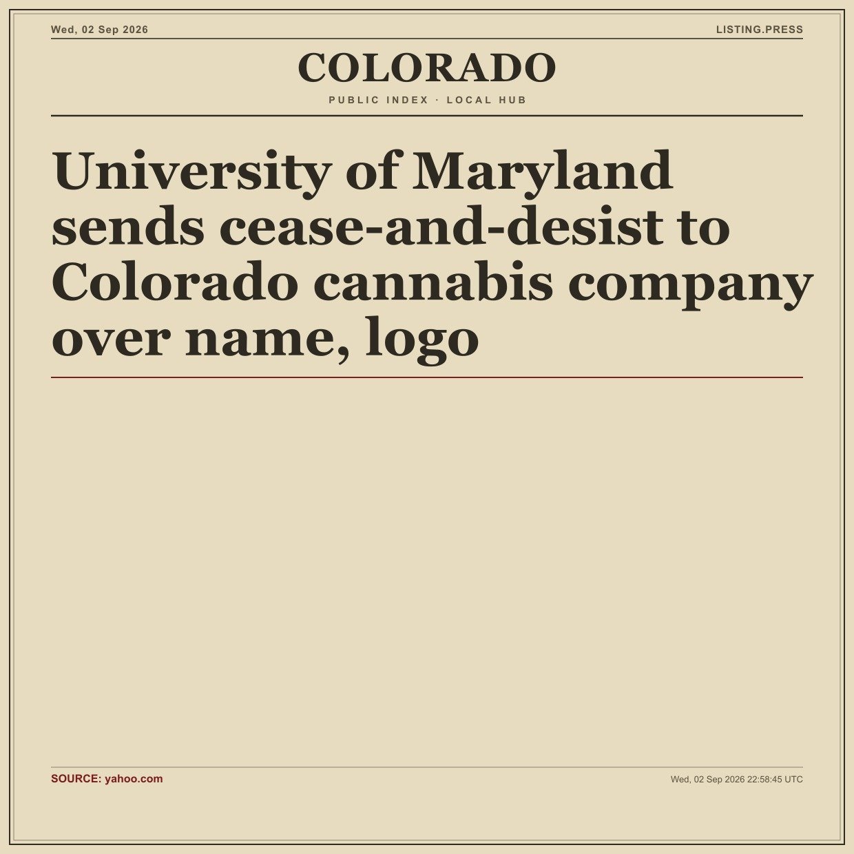 University of Maryland sends cease-and-desist to Colorado cannabis company over name, logo