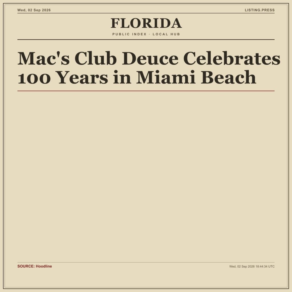 Mac’s Club Deuce Celebrates 100 Years in Miami Beach