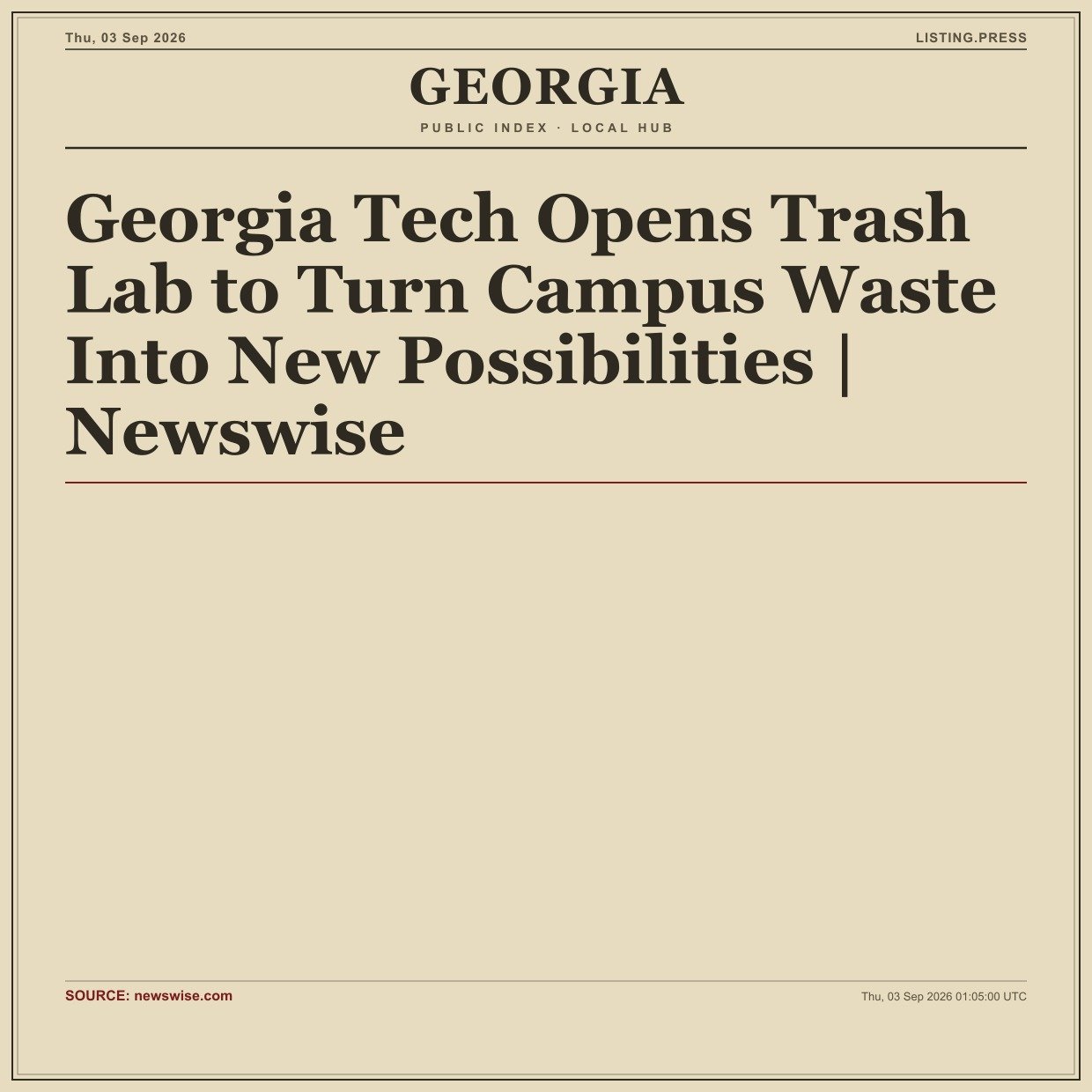 Georgia Tech Opens Trash Lab to Turn Campus Waste Into New Possibilities | Newswise