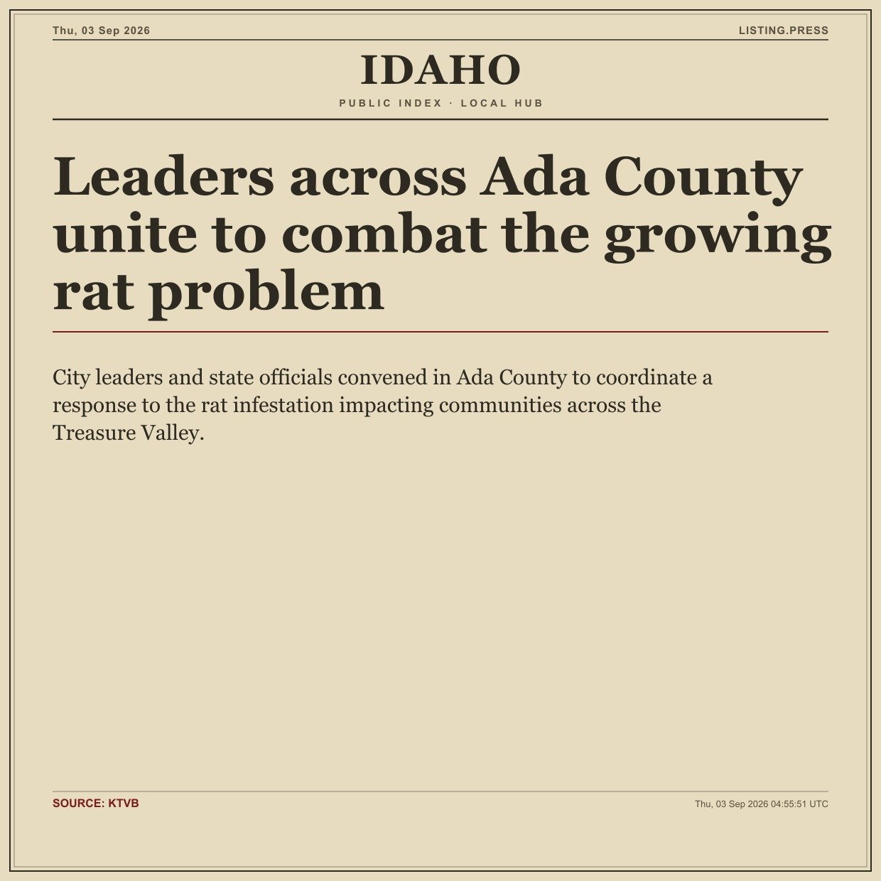 Leaders across Ada County unite to combat the growing rat problem