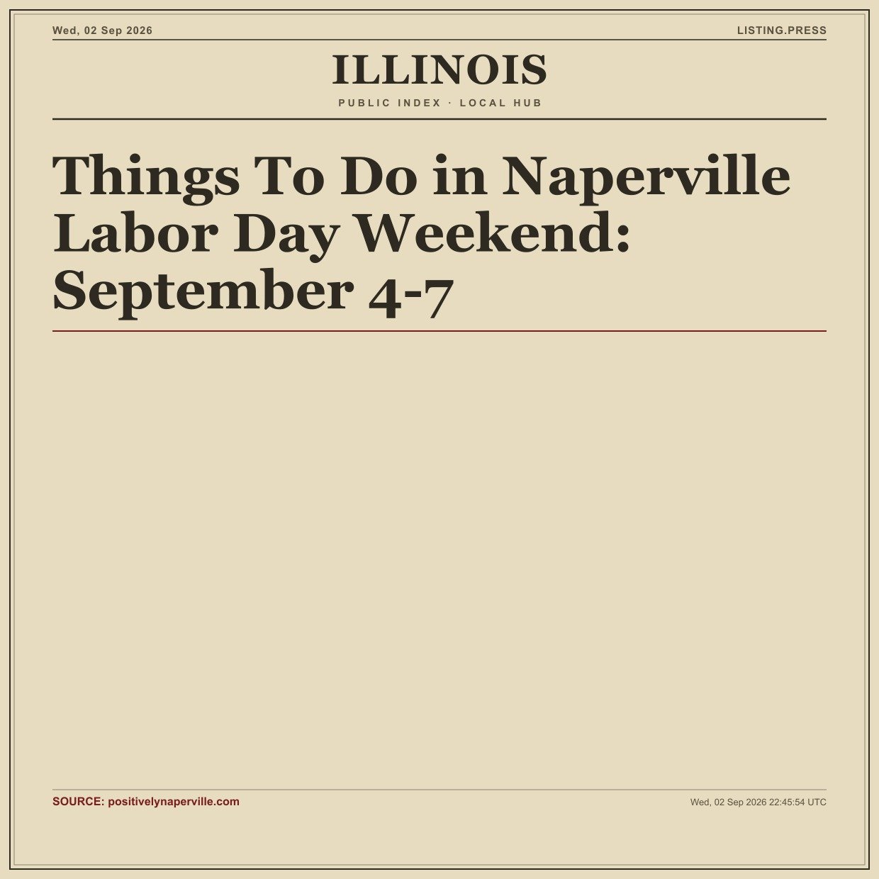 Things To Do in Naperville Labor Day Weekend: September 4-7