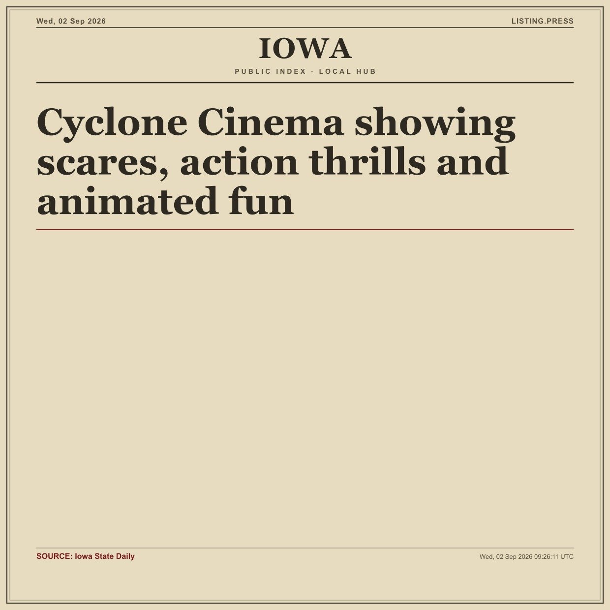Cyclone Cinema showing scares, action thrills and animated fun
