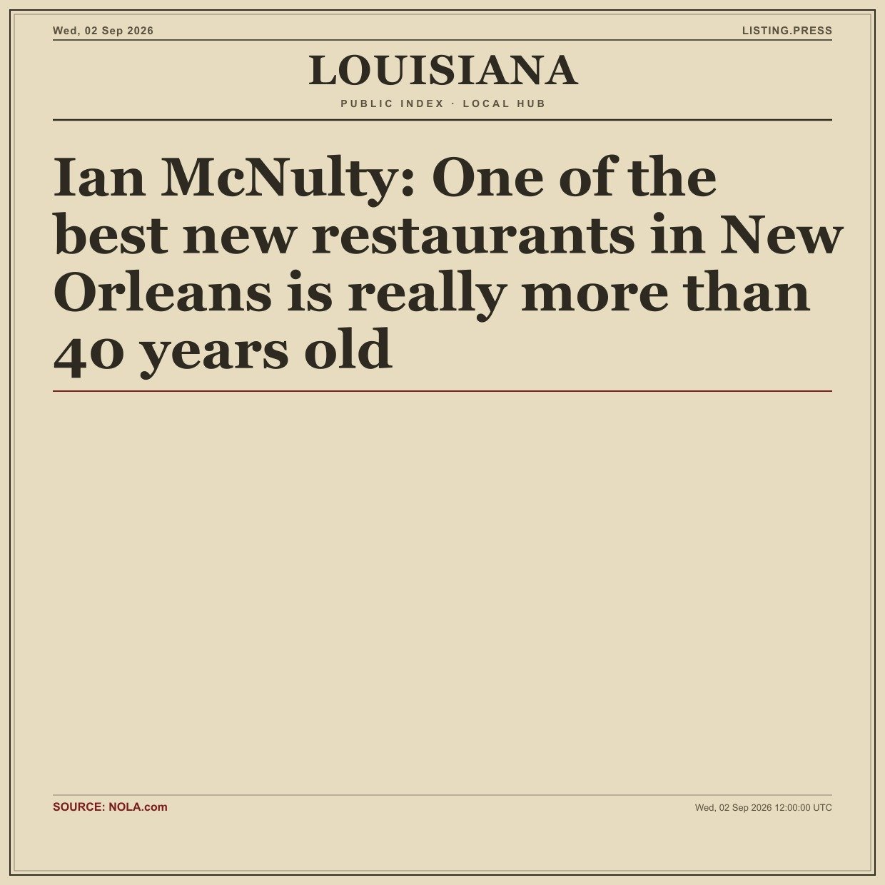 Ian McNulty: One of the best new restaurants in New Orleans is really more than 40 years old