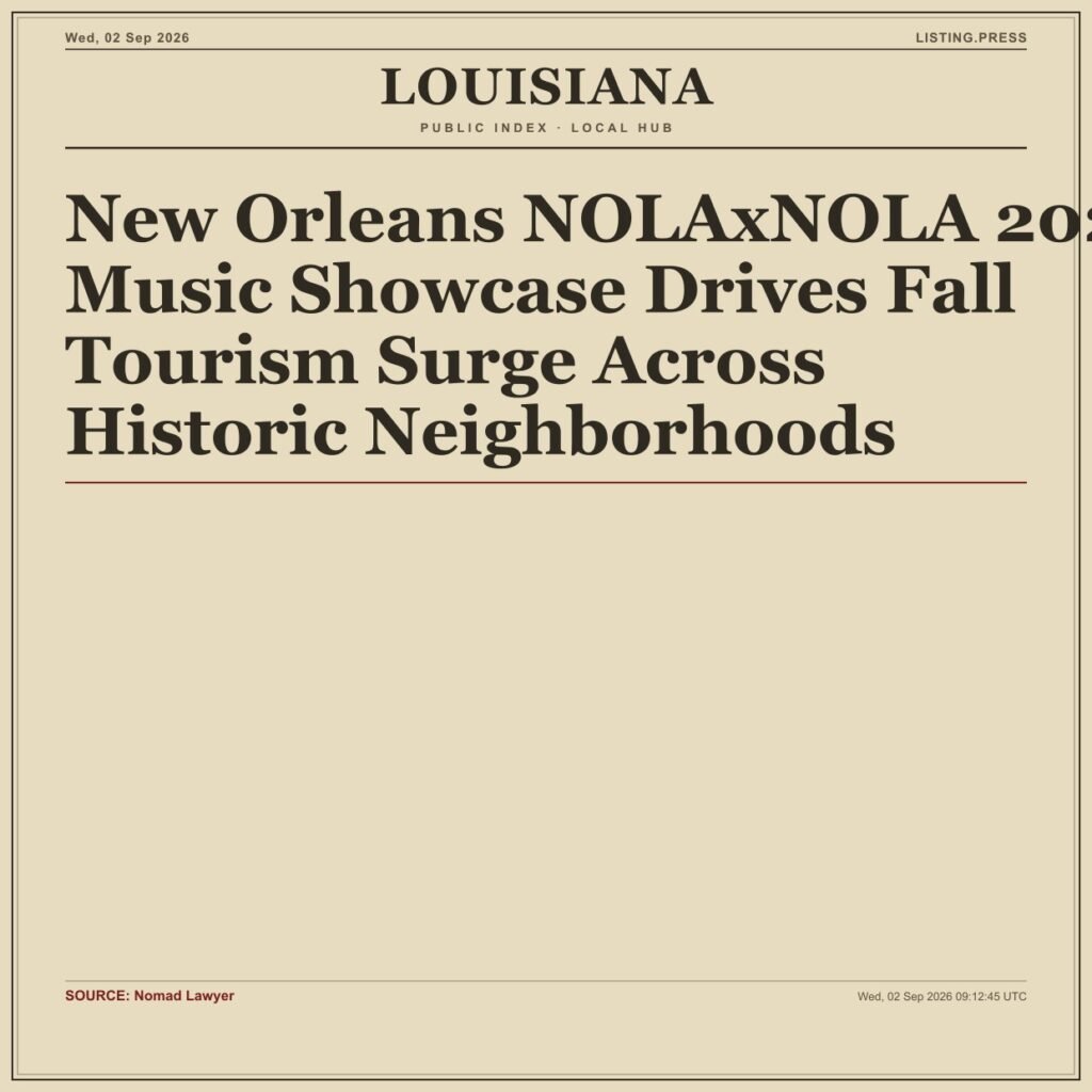 New Orleans NOLAxNOLA 2026 Music Showcase Drives Fall Tourism Surge Across Historic Neighborhoods