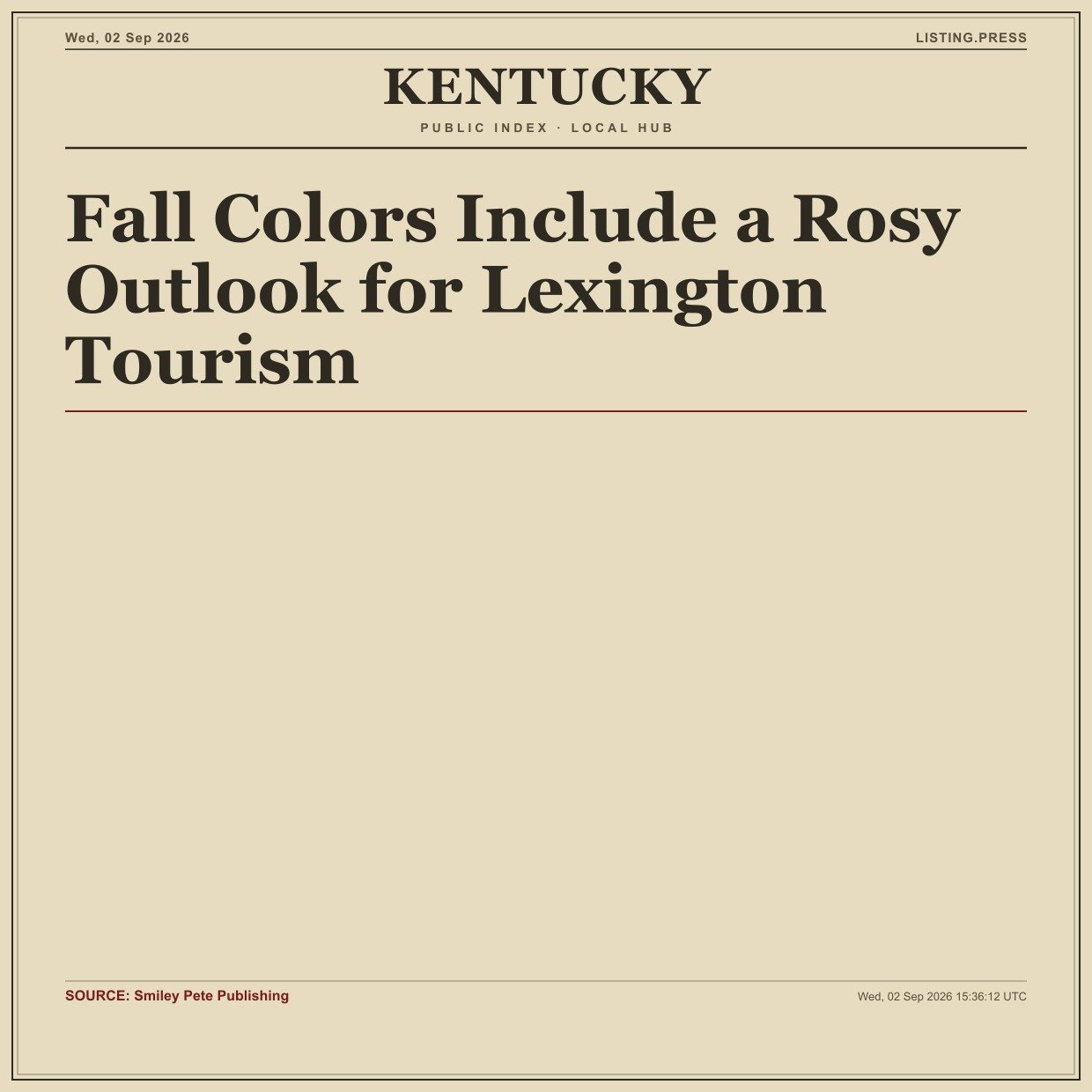 Fall Colors Include a Rosy Outlook for Lexington Tourism