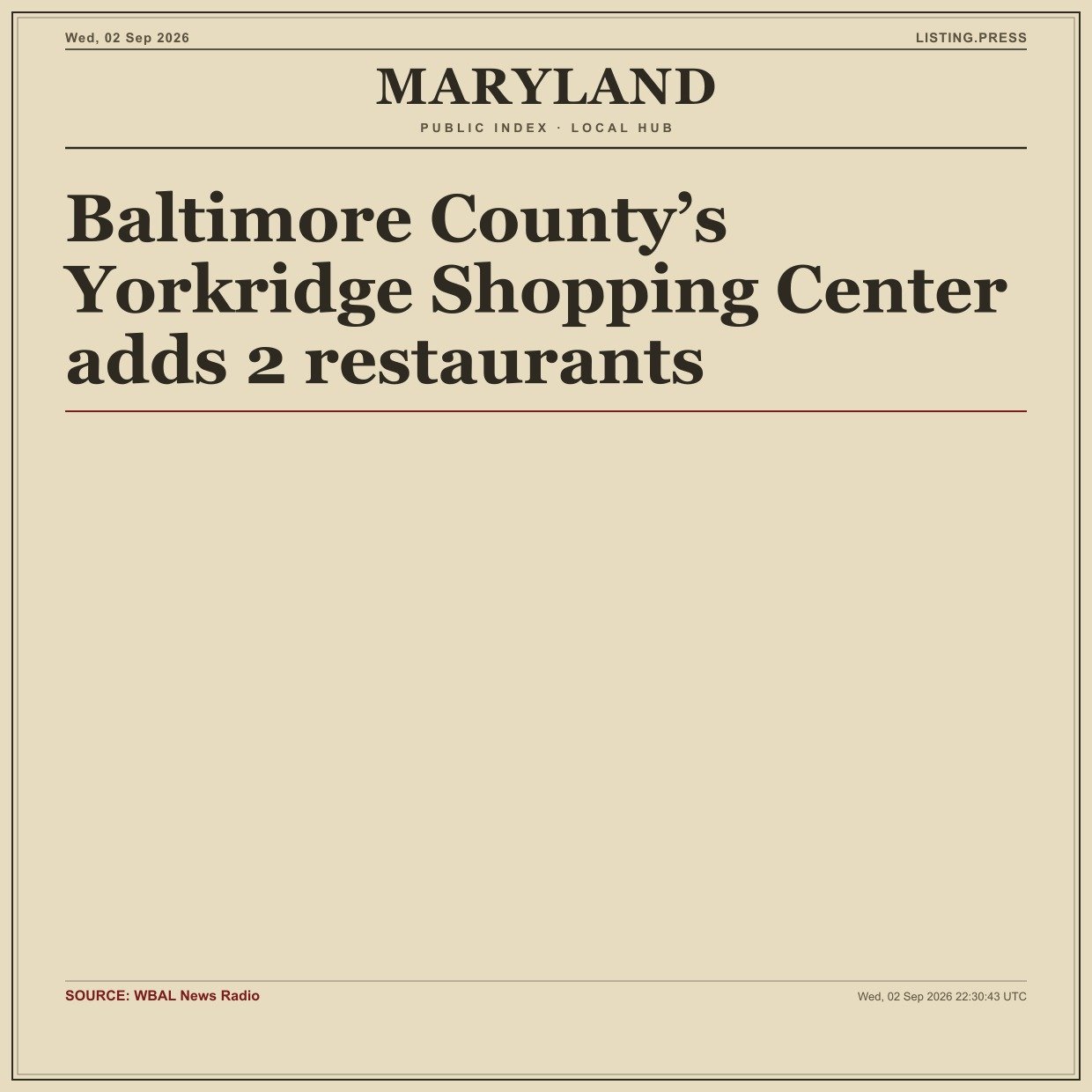 Baltimore County’s Yorkridge Shopping Center adds 2 restaurants
